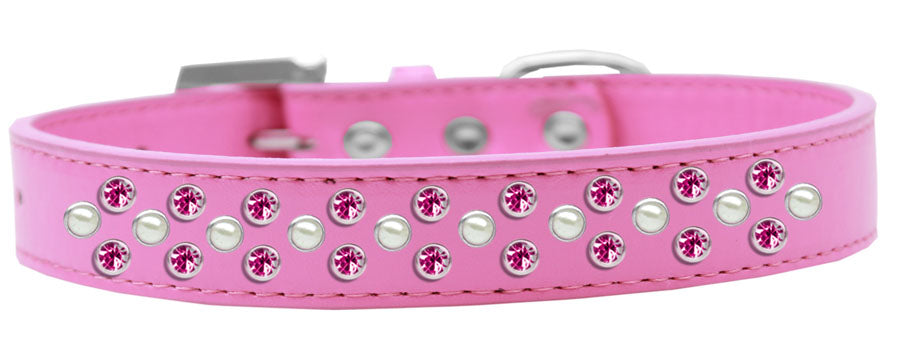 Dog, Puppy & Pet Fashion  Collar, "Pearl and Bright Pink Crystal Rimsets Sprinkles"