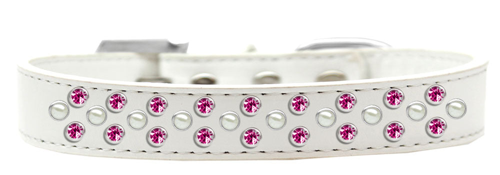 Dog, Puppy & Pet Fashion  Collar, "Pearl and Bright Pink Crystal Rimsets Sprinkles"