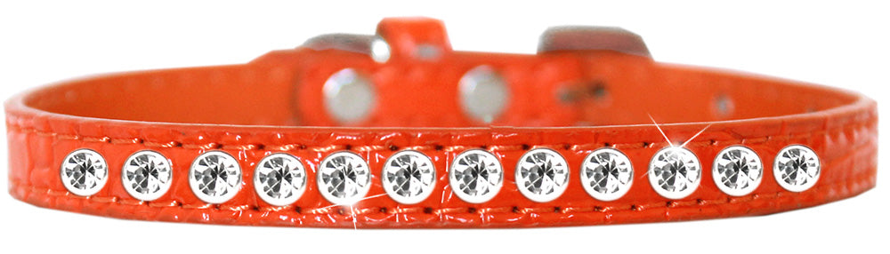 Dog, Puppy & Pet Designer Croc Collar, "One Row Clear Crystal Rimsets"