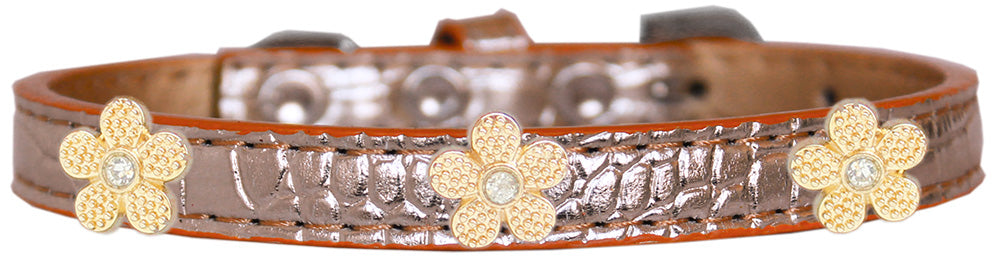 Dog, Puppy & Pet Designer Croc Widget Collar, "Gold Flowers"