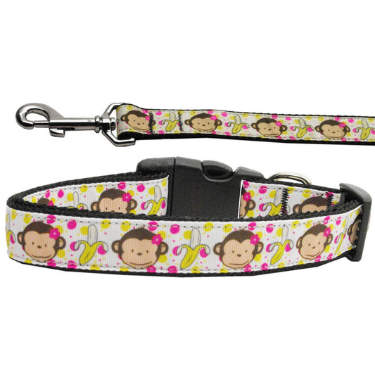 Pet Dog and Cat Nylon Collar or Leash, "Monkeys & Bananas"