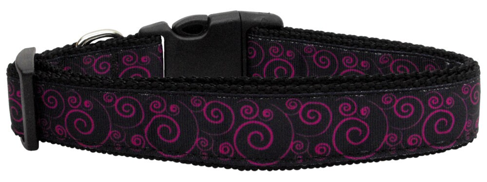 Pet Dog and Cat Nylon Collar or Leash, "Pink & Black Swirly"