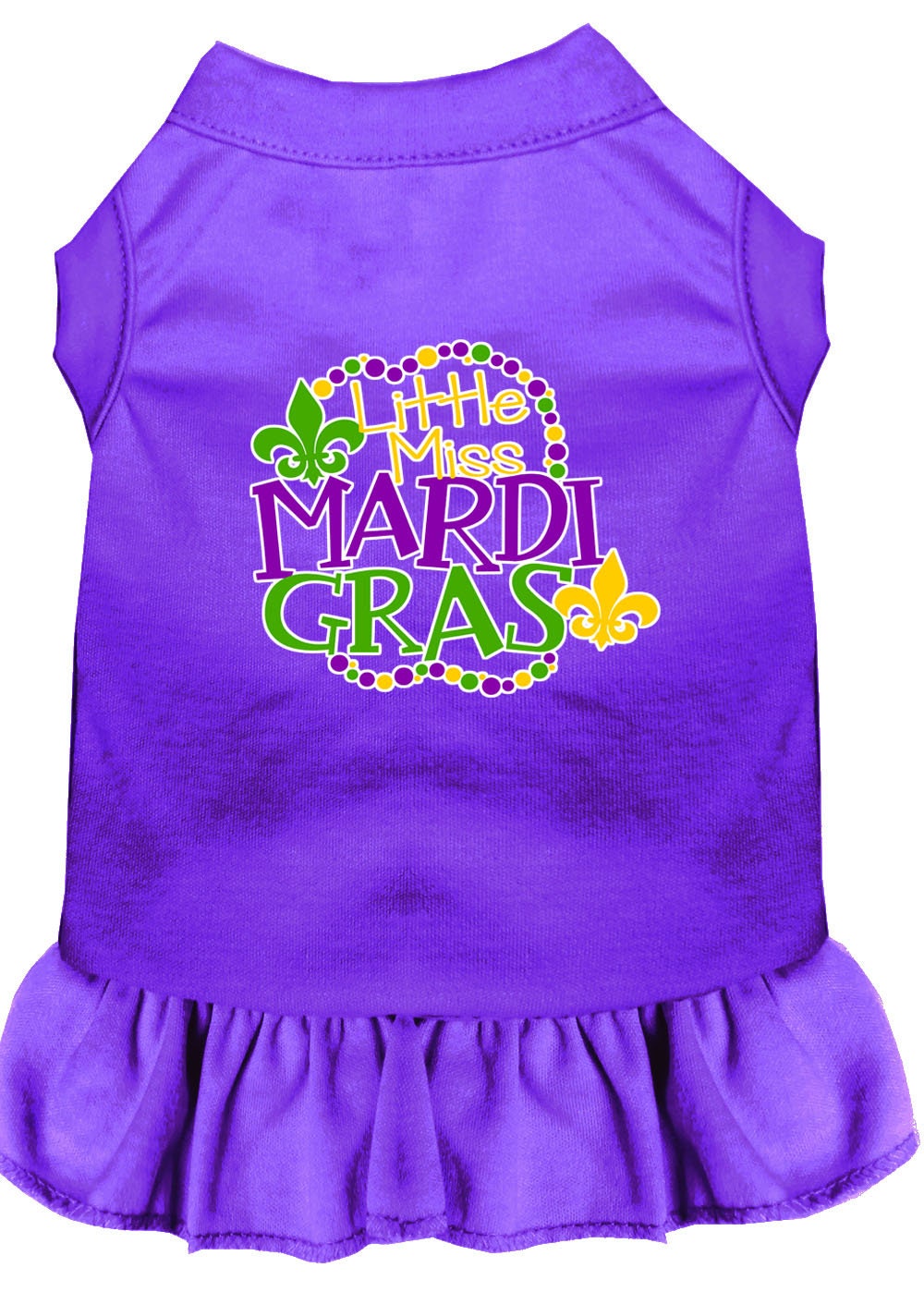 Pet Dog and Cat Dress Screen Printed, "Little Miss Mardi Gras"