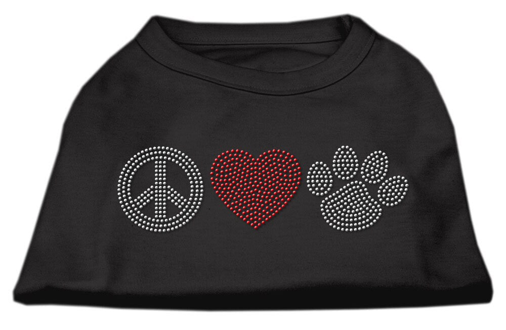 Pet Dog and Cat Shirt Rhinestone, "Peace Love & Paw"