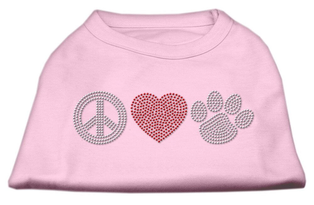 Pet Dog and Cat Shirt Rhinestone, "Peace Love & Paw"