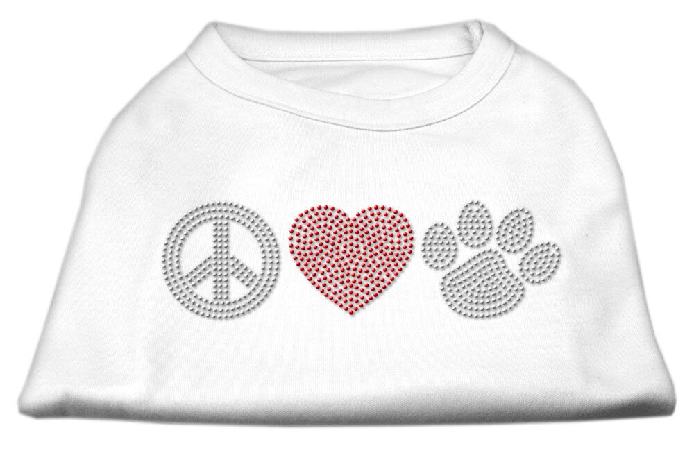 Pet Dog and Cat Shirt Rhinestone, "Peace Love & Paw"