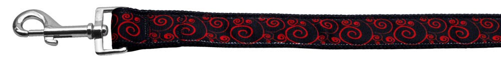 Pet Dog and Cat Nylon Collar or Leash, "Red & Black Swirly"