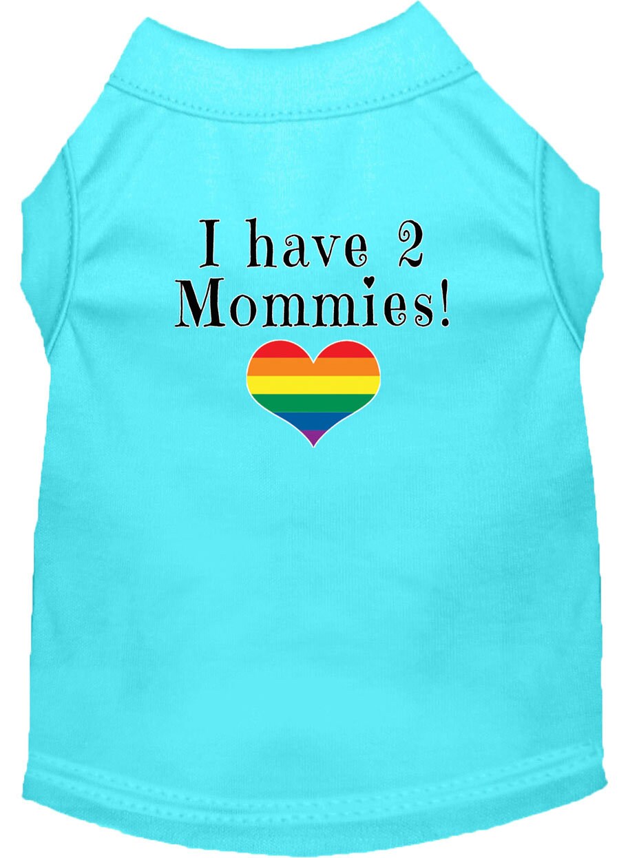 Pet Dog & Cat Shirt Screen Printed, "I Have Two Mommies"