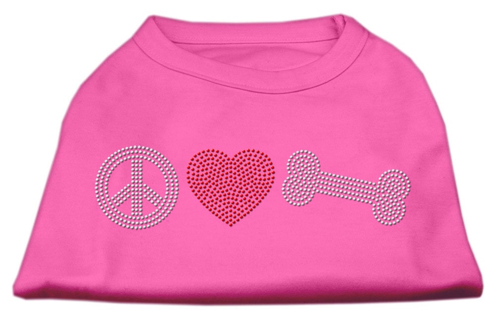 Pet Dog and Cat Shirt Rhinestone, "Peace Love & Bone"