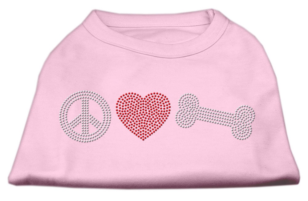 Pet Dog and Cat Shirt Rhinestone, "Peace Love & Bone"