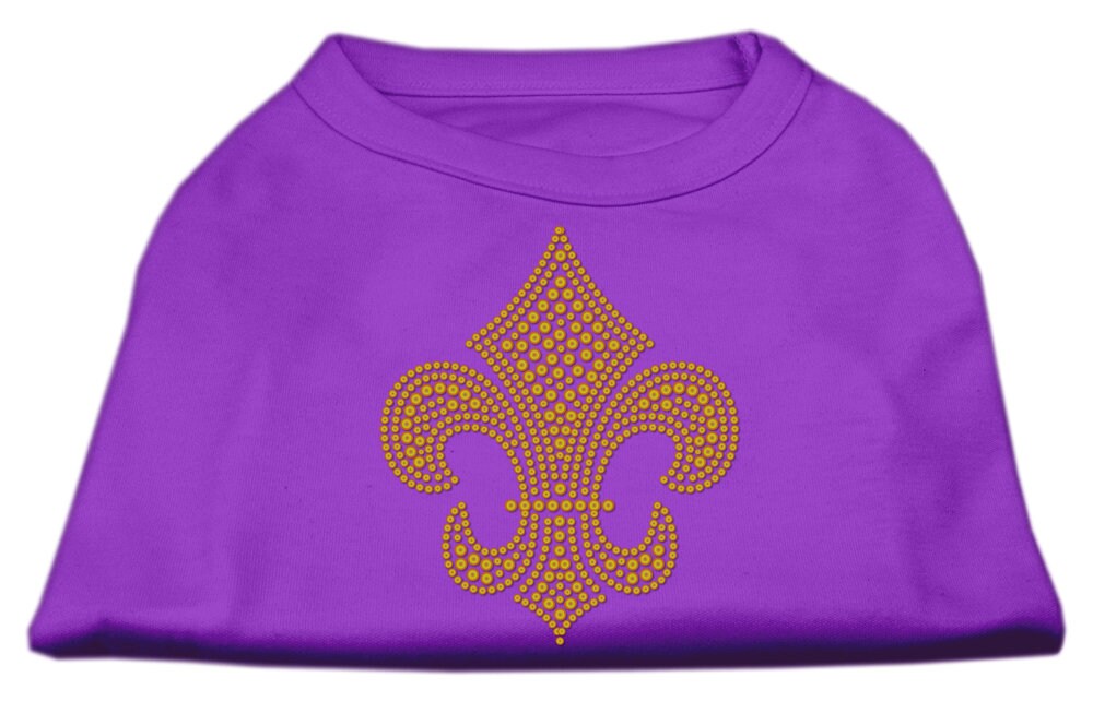 Pet Dog & Cat Shirt Rhinestone, "Gold Fleur De Lis"