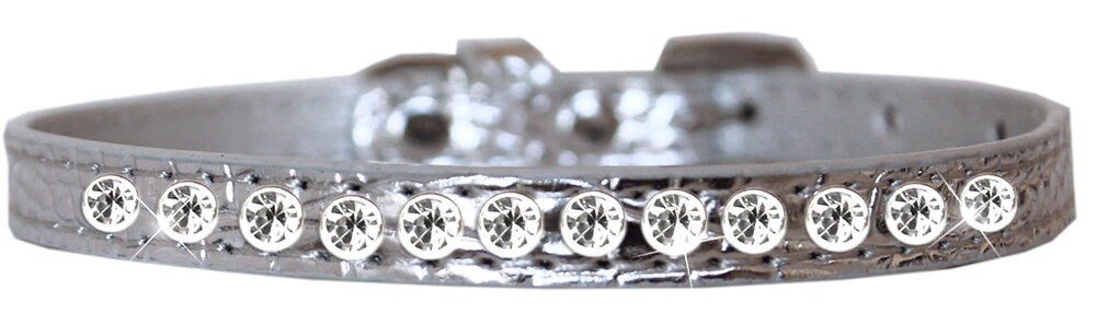 Dog, Puppy & Pet Designer Croc Collar, "One Row Clear Crystal Rimsets"