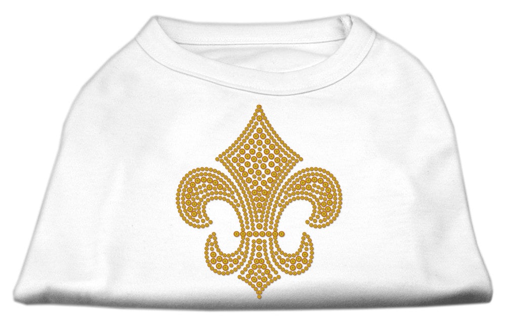 Pet Dog & Cat Shirt Rhinestone, "Gold Fleur De Lis"