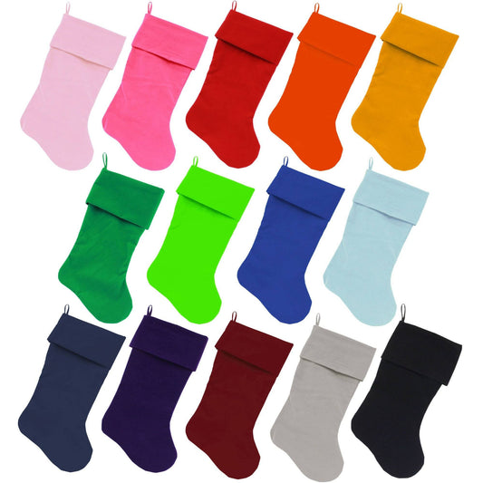 Velvet Christmas Stocking Blank, Plain (Available in 14 colors!)