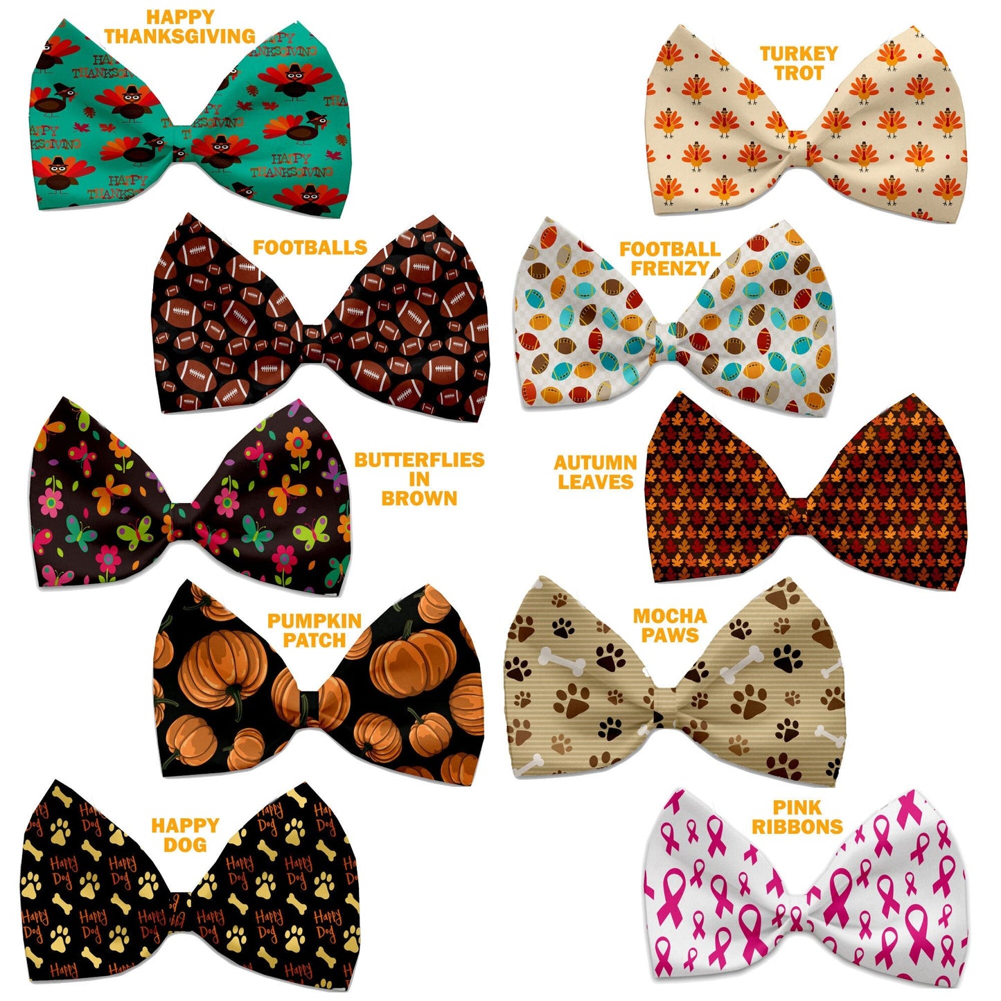 Pet, Dog and Cat Bow Ties, "Fall Frenzy Group" *Available in 10 different pattern options!*