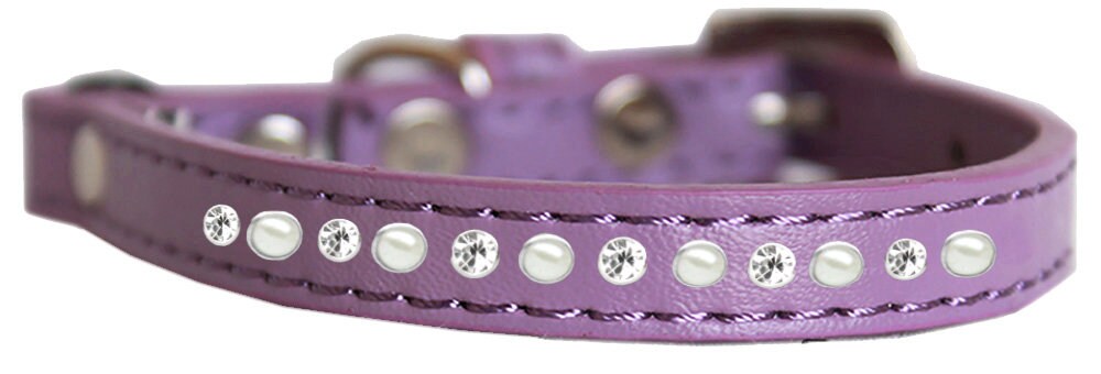 Premium Cat Safety Collar, "Pearl & Clear Jewel"