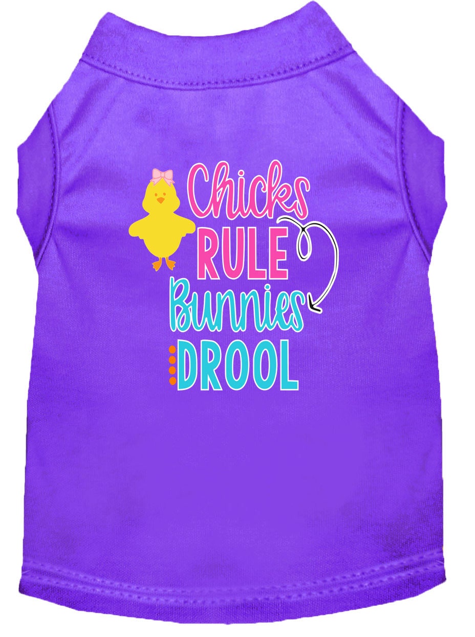 Pet Dog & Cat Shirt Screen Printed, "Chicks Rule, Bunnies Drool"