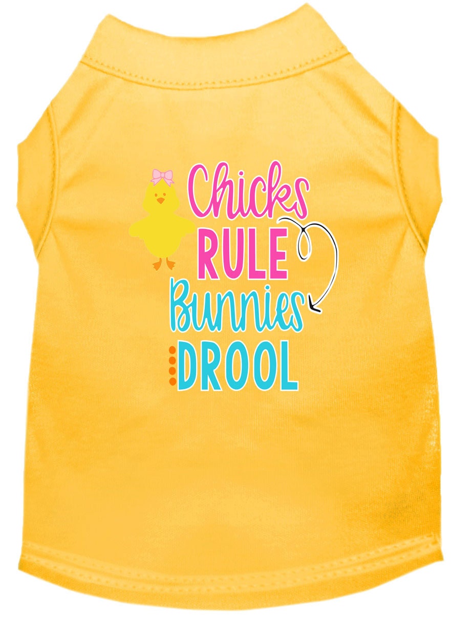 Pet Dog & Cat Shirt Screen Printed, "Chicks Rule, Bunnies Drool"