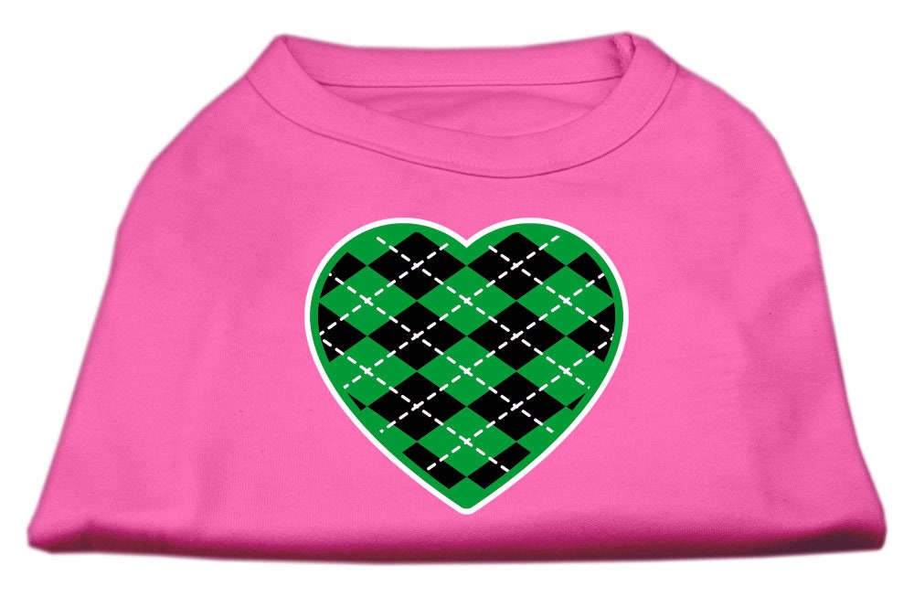 Pet Dog & Cat Shirt Screen Printed, "Argyle Heart Emerald Green"