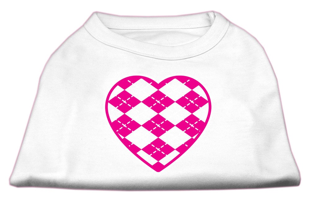 Pet Dog & Cat Shirt Screen Printed, "Argyle Heart Pink"