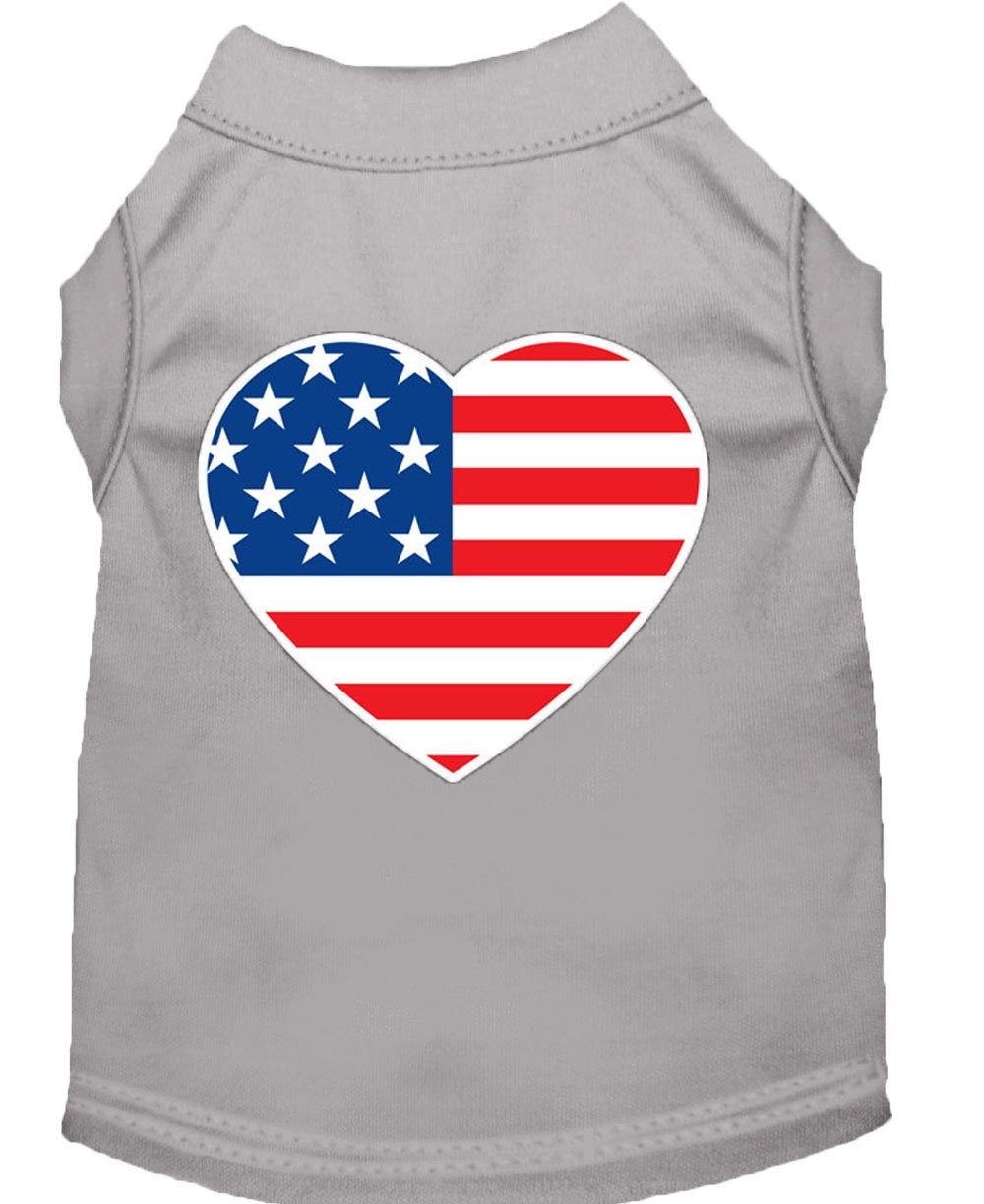 Pet Dog & Cat Shirt Screen Printed, "American Flag Heart"