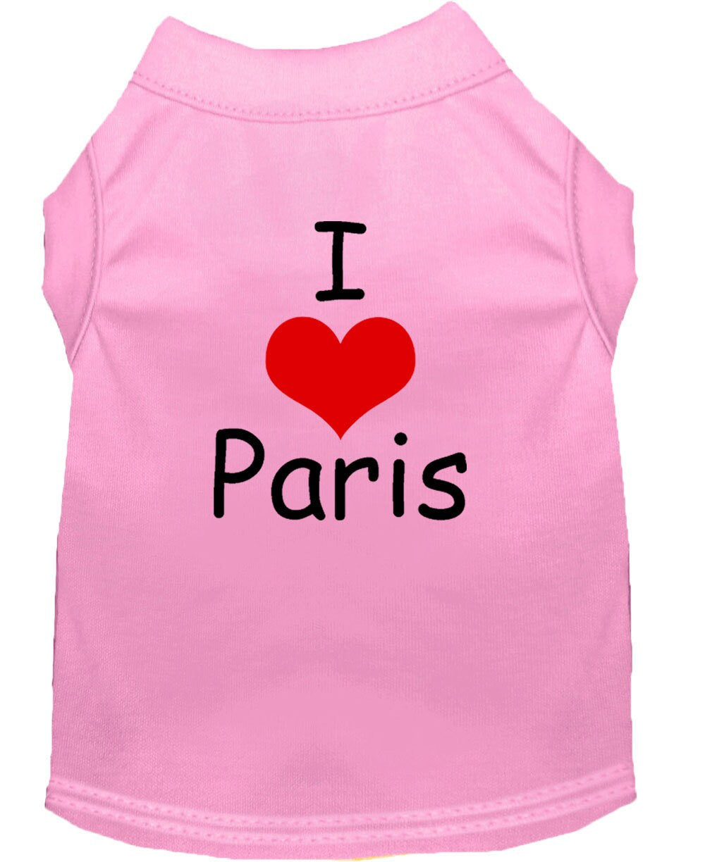 Pet Dog & Cat Shirt Screen Printed, "I Love Paris"