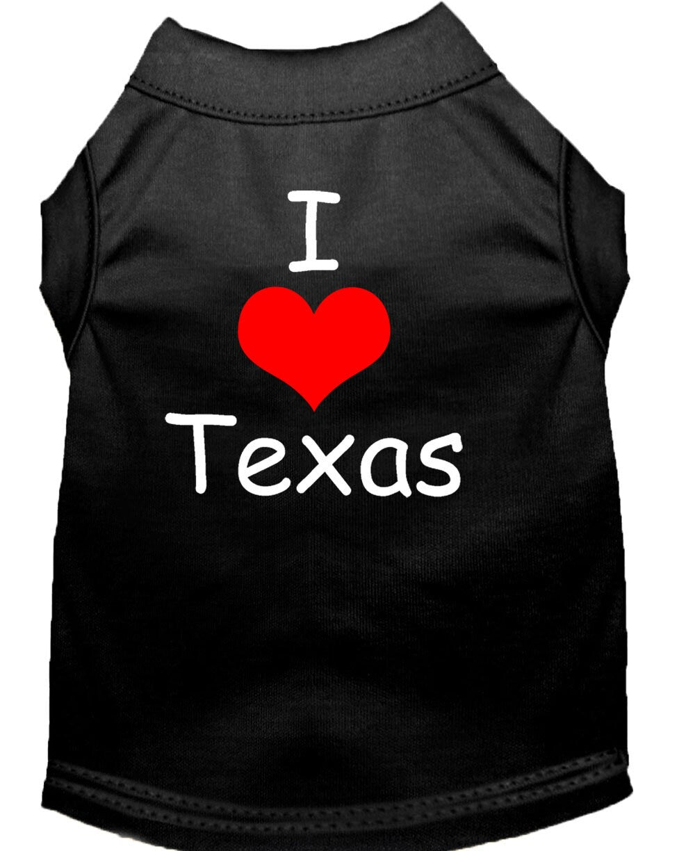 Pet Dog & Cat Shirt Screen Printed, "I Love Texas"