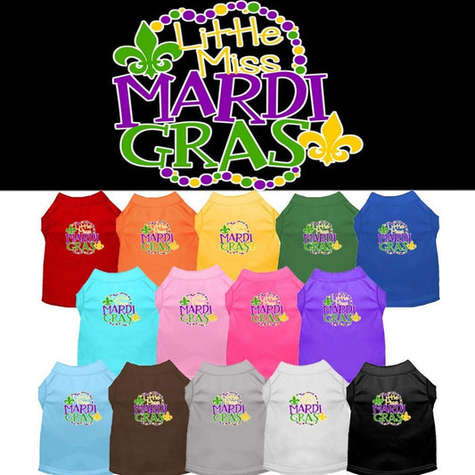 Pet Dog & Cat Shirt Screen Printed, "Little Miss Mardi Gras"