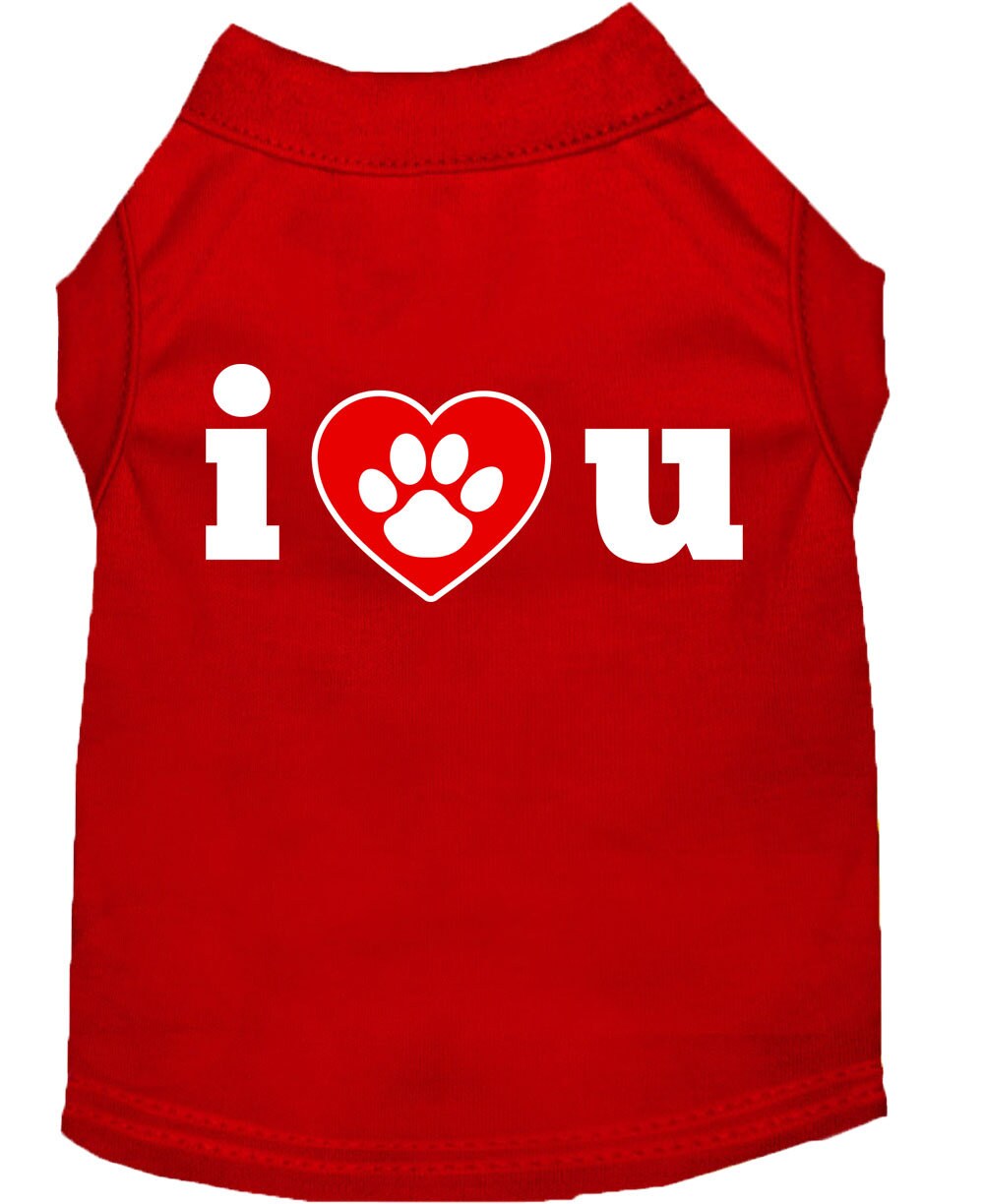 Pet Dog & Cat Shirt Screen Printed, "I Love You"