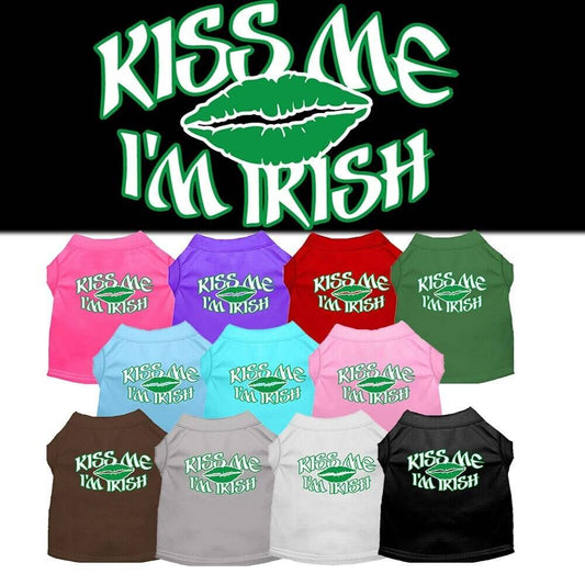 Pet Dog & Cat Shirt Screen Printed, "Kiss Me I'm Irish"