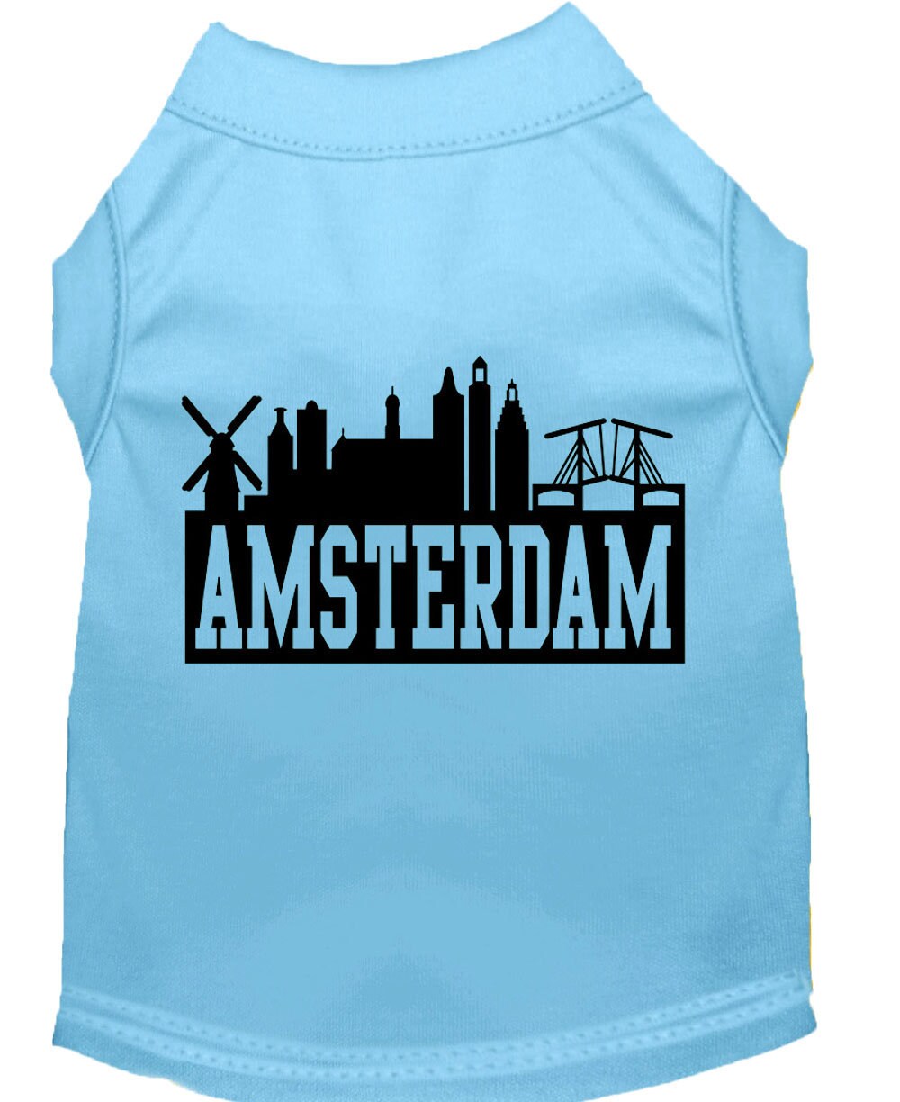 Pet Dog & Cat Shirt Screen Printed, "Amsterdam Skyline"