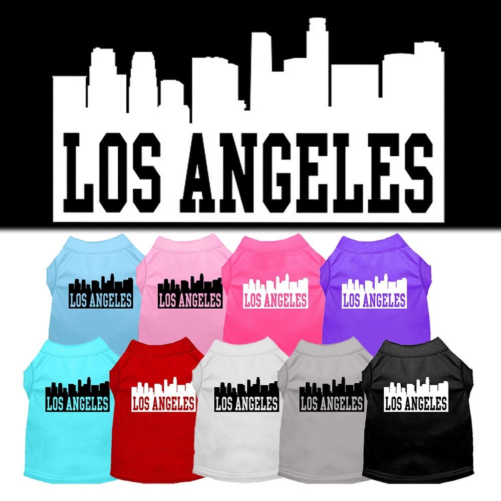 Pet Dog & Cat Shirt Screen Printed, "Los Angeles Skyline"