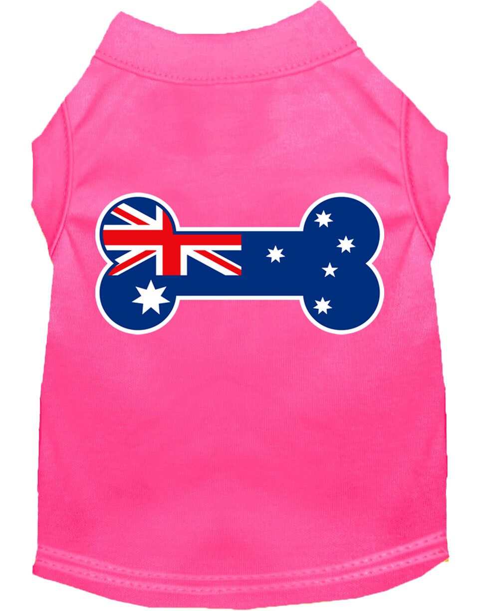 Pet Dog & Cat Shirt Screen Printed, "Bone Shaped Australian Flag"