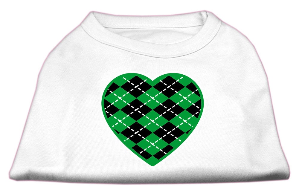 Pet Dog & Cat Shirt Screen Printed, "Argyle Heart Emerald Green"