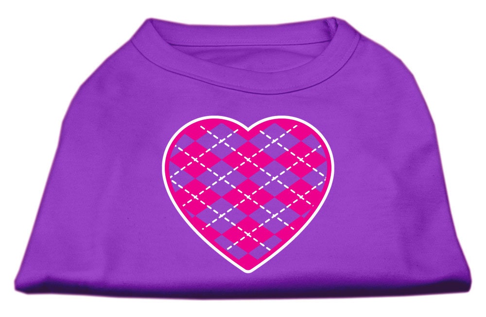 Pet Dog & Cat Shirt Screen Printed, "Argyle Heart Pink"