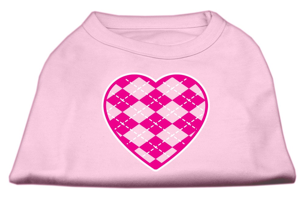 Pet Dog & Cat Shirt Screen Printed, "Argyle Heart Pink"