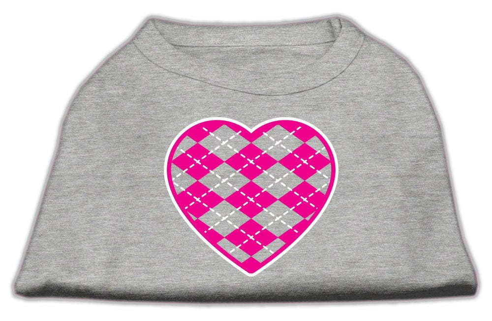 Pet Dog & Cat Shirt Screen Printed, "Argyle Heart Pink"