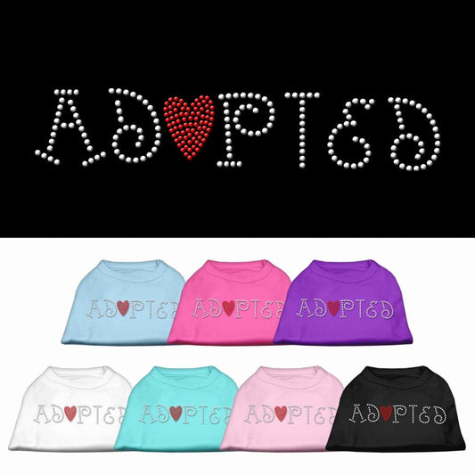 Pet Dog & Cat Shirt Rhinestone, "Adopted"