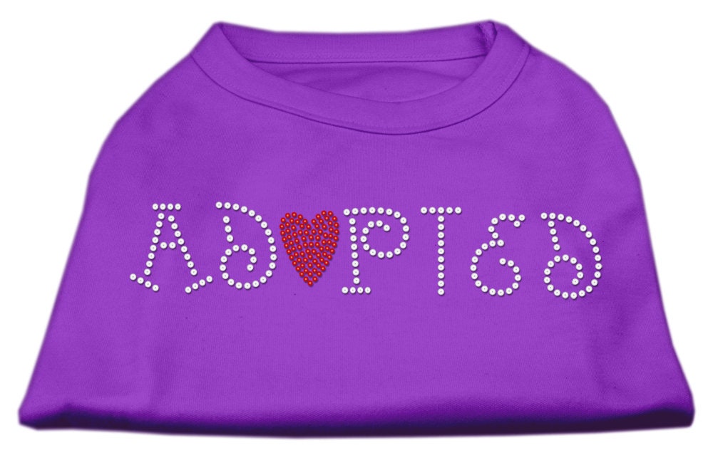 Pet Dog & Cat Shirt Rhinestone, "Adopted"