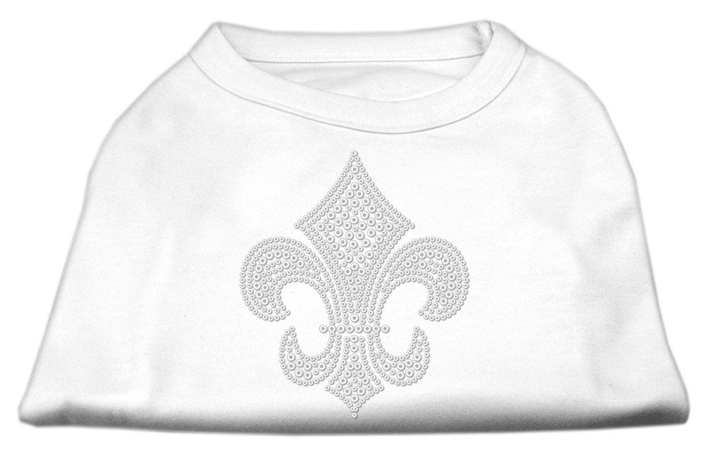 Pet Dog & Cat Shirt Rhinestone, "Silver Fleur De Lis"