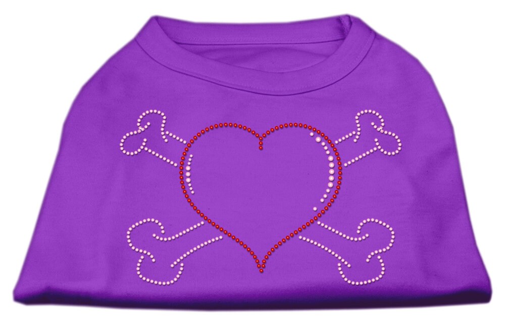 Pet Dog and Cat Shirt Rhinestone, "Heart & Crossbones"