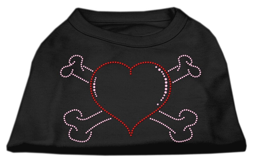 Pet Dog and Cat Shirt Rhinestone, "Heart & Crossbones"