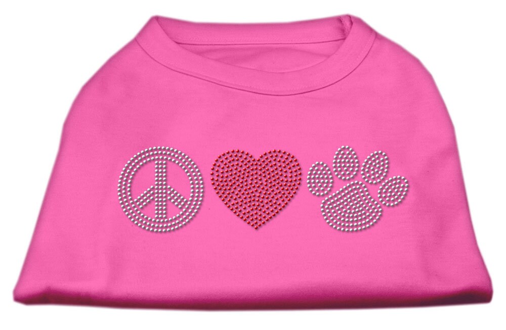 Pet Dog and Cat Shirt Rhinestone, "Peace Love & Paw"