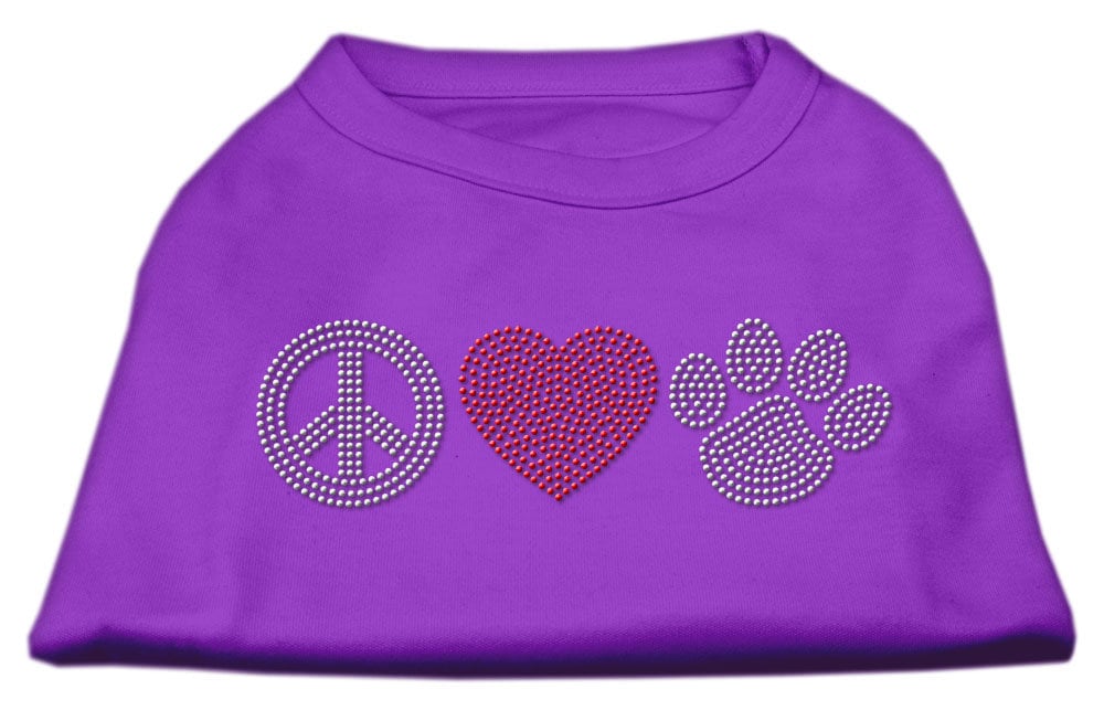 Pet Dog and Cat Shirt Rhinestone, "Peace Love & Paw"