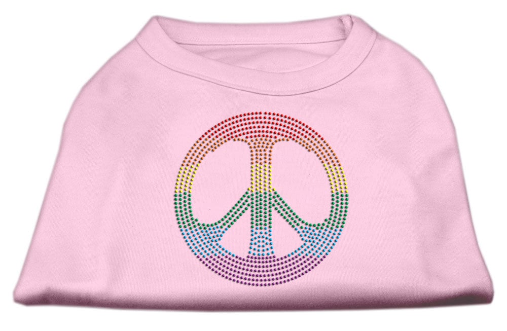 Pet Dog & Cat Shirt Rhinestone, "Rainbow Peace Sign"