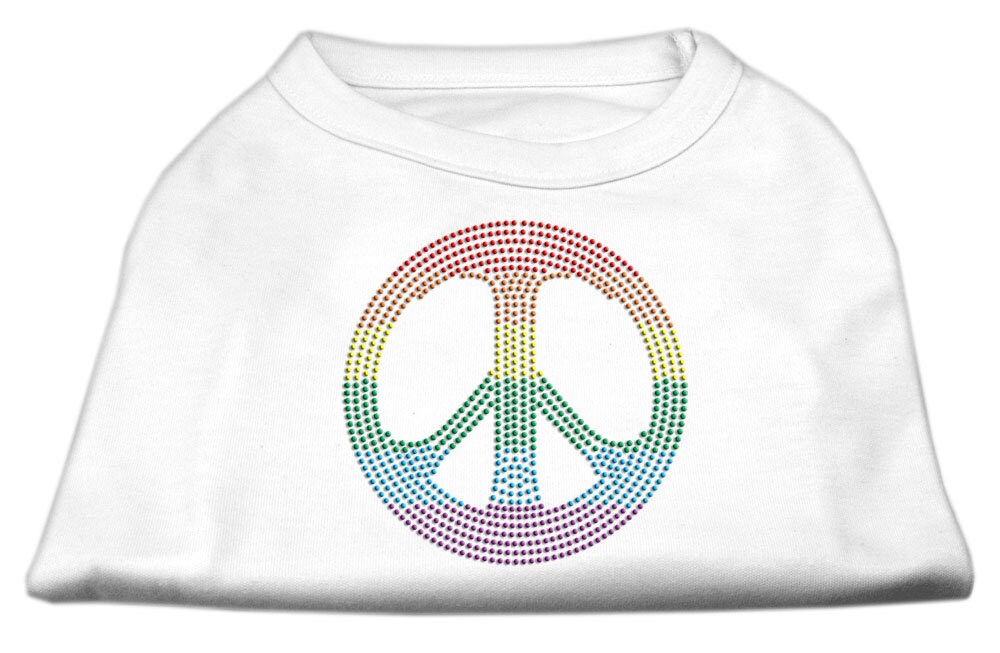 Pet Dog & Cat Shirt Rhinestone, "Rainbow Peace Sign"