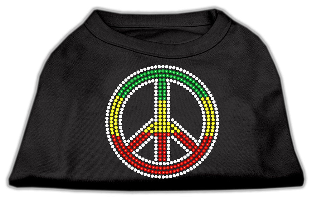 Pet Dog & Cat Shirt Rhinestone, "Rasta Peace Sign"