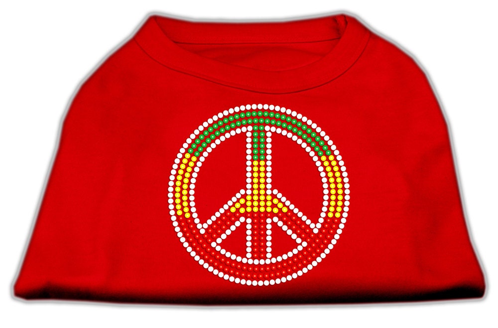 Pet Dog & Cat Shirt Rhinestone, "Rasta Peace Sign"