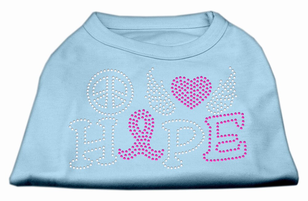 Pet Dog & Cat Shirt Rhinestone, "Peace Love Hope Breast Cancer Awareness"