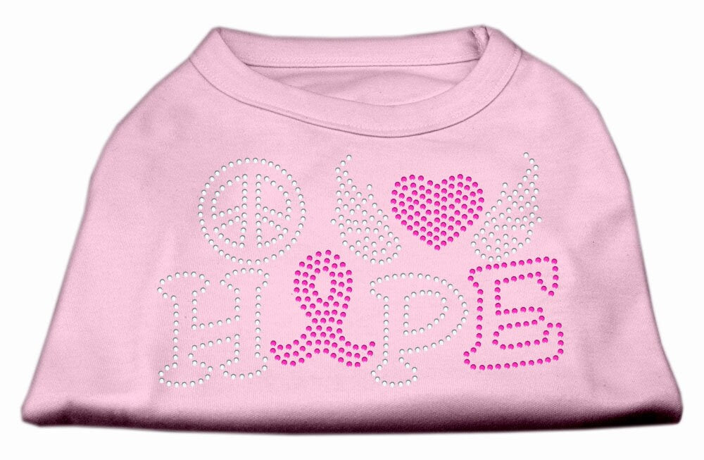 Pet Dog & Cat Shirt Rhinestone, "Peace Love Hope Breast Cancer Awareness"